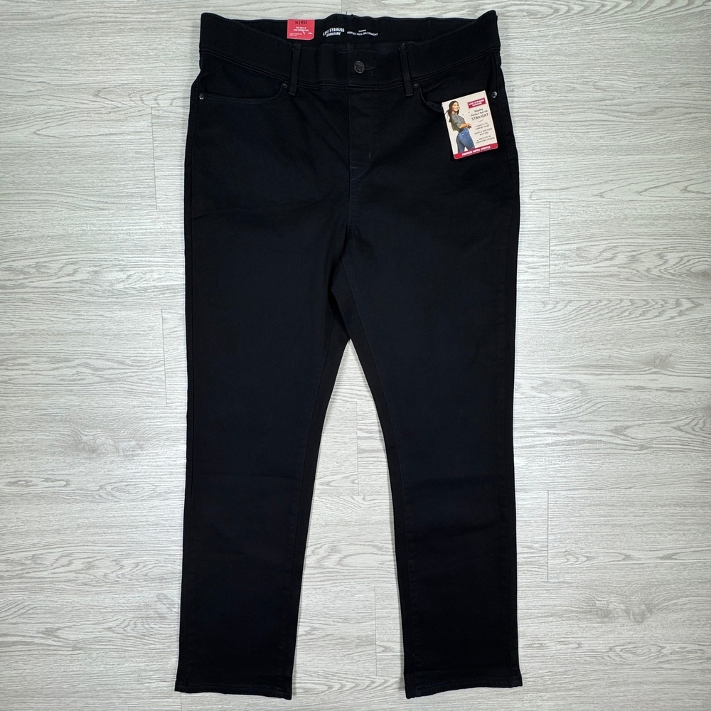 Levi Strauss Womens Pants Perfect Pull-On Straight Shaping Black Size 16 W33 NWT